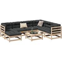 Berkfield Home 8 Piece Garden Sofa Set Solid Wood Pine in Brown