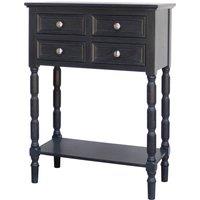 Sostter Black Wood Side Table with Four Drawers