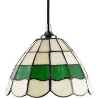 Happy Homewares Traditional Round Stained Glass Tiffany Pendant Lighting Shade in Green