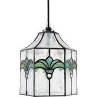 Happy Homewares Classic Lantern Tiffany Pendant Shade with Clear Water Glass & Emerald Green