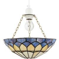 Happy Homewares Lavender Purple Stained Glass Domed Tiffany Pendant Shade with Chains