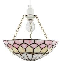Happy Homewares Pale Pink Stained Glass Domed Tiffany Pendant Light Shade with Chains