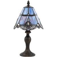 Happy Homewares Quirky & Petite Coloured Stained Glass Tiffany Lamp with Clear Beads in Purple