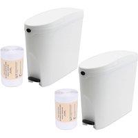 ProKleen Sanitary Bin White & Bin Liners - Slimline Washrooms Hygiene | Size: 4 Pack