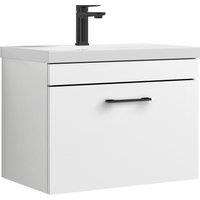 Balterley 1 Drawer Wall Hung Vanity Basin Unit White Black Handle 600mm