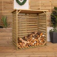 Samuel Alexander 123cm x 115cm Large Wooden Outdoor Garden Patio Log Store Shed in Brown | Size: 123 cm x 115 cm