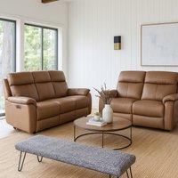 Aspire Kingsmere 3 + 2 Power Recliner Sofa Set in Real Leather in Tan