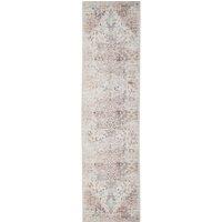 Kukoon Beige Distressed Hallway Runner Rug Non Slip & Washable in Ivory | Size: 60 cm x 240 cm