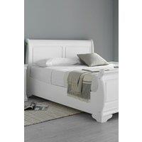 Time4sleep Toulon White Wooden Sleigh Bed - Bed Frame | Size: Double