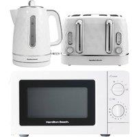 Hamilton Beach Diamond Kettle, Toaster & 20L Standard Microwave - White