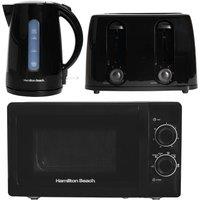 Hamilton Beach Essentials Kettle, Toaster & 20L S/Steel Cavity Microwave Set - Black
