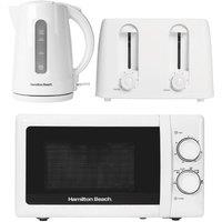 Hamilton Beach Essentials Kettle, 4S Toaster & 20L Standard Microwave Set - White
