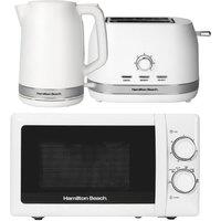 Hamilton Beach Ella Kettle, Toaster & 20L S/Steel Cavity Microwave Set - White