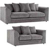 Bliss Furniture Jumbo Cord Scatter Back 3+2 Seater Sofa Set in Dylan Grey Colour | Size: 5 Pack
