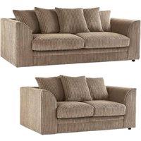 Bliss Furniture Jumbo Cord Scatter Back 3+2 Seater Sofa Set in Dylan Beige | Size: 5 Pack