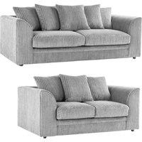 Bliss Furniture Jumbo Cord Scatter Back 3+2 Seater Sofa Set in Silver, Stylish in Silver | Size: 5 Pack