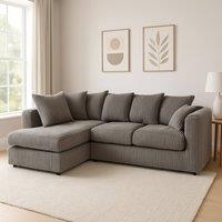 SquareBoxx Asher Jumbo Cord Corner Sofa Left hand facing Chaise in Grey