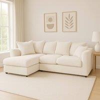 SquareBoxx Asher Jumbo Cord Corner Sofa Left hand facing Chaise in Off-White