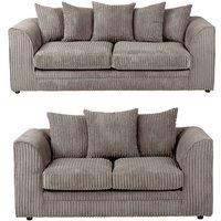 SquareBoxx Asher Jumbo Cord 3+2 Seater Sofa Set in Grey