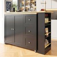 BTM Swivelling dining table on wheels with drawers & snack rack in Black