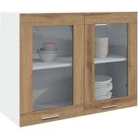 Berkfield Home Hanging Glass Cabinet Lyon Artisan Oak 80x31x60 cm Engineered Wood in Brown | Size: 80 x 31 x 60 cm