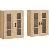 Berkfield Home Wall Mounted Cabinets 2 pcs Sonoma Oak Engineered Wood in Light Tan