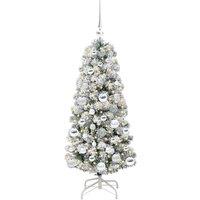 Berkfield Home Realistic Artificial Hinged Christmas Tree Green & white 120 cm