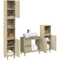 Berkfield Home Durable 3 Piece Bathroom Furniture Set Sonoma Oak Engineered Wood in Light Tan