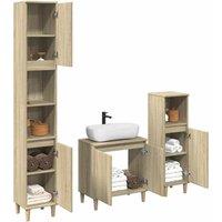 Berkfield Home Durable 3 Piece Bathroom Furniture Set Sonoma Oak Engineered Wood in Light Tan