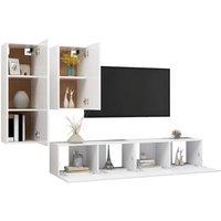 Berkfield Home Modern 4 Piece TV Cabinet Set White Engineered Wood