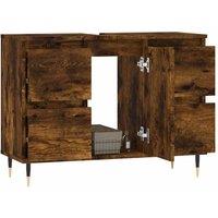 Berkfield Home Durable Bathroom Cabinet Smoked Oak 80x33x60 cm Engineered Wood in Brown | Size: 80 x 33 x 60 cm