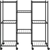 Berkfield Home Durable Flower Stand with Wheels 83x25x83.5 cm Black Iron
