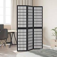 Berkfield Home Room Divider 3 Panels Black Solid Wood Paulownia