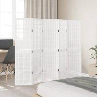 Berkfield Home Room Divider 5 Panels White Solid Wood Paulownia