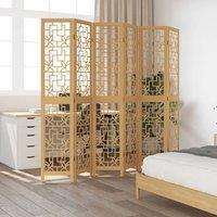 Berkfield Home Room Divider 6 Panels Brown Solid Wood Paulownia