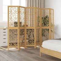 Berkfield Home Room Divider 6 Panels Brown Solid Wood Paulownia