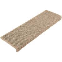 Berkfield Home Stair Mats Self-adhesive 15 pcs Dark Beige 65x21x4 cm | Size: Medium