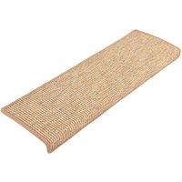 Berkfield Home Stair Mats Self-adhesive 15 pcs Light Brown 65x21x4 cm | Size: Medium