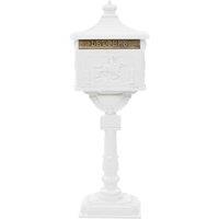 Berkfield Home Pedestal Letterbox Aluminium Vintage Style Rustproof White