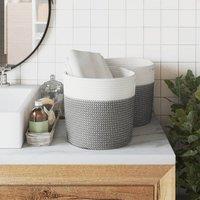 Berkfield Home Storage Baskets 2 pcs Grey & White 28x28 cm Cotton | Size: 28x28 cm