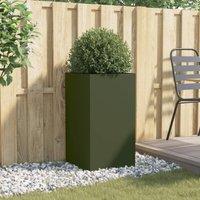 Berkfield Home Planter Olive Green 42x38x75 cm Steel | Size: 42 x 38 x 75 cm