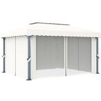 Berkfield Home Gazebo with Curtain 4x3 m Cream White Aluminium