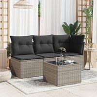 Berkfield Home Garden Table with Glass Top Grey 55x55x37 cm Poly Rattan | Size: 55 x 55 x 37 cm