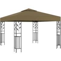 Berkfield Home Gazebo with LED String Lights 3x3 m Taupe