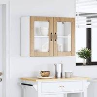 Berkfield Home Kitchen Wall Cabinet with Glass Door Lucca Artisan Oak Engineered Wood in Brown