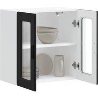 Berkfield Home Kitchen Wall Cabinet with Glass Door Porto Black