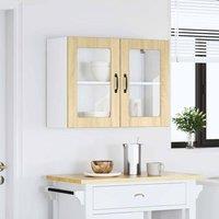Berkfield Home Kitchen Wall Cabinet with Glass Door Lucca Sonoma Oak Engineered Wood in Brown