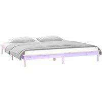 Berkfield Home LED Bed Frame 150x200 cm King Size Solid Wood in Brown