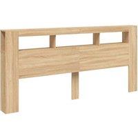 Berkfield Home LED Headboard Sonoma Oak 220x18.5x103.5 cm Engineered Wood in Brown