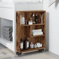 Berkfield Home Narrow Storage Trolley Old Wood 48x13x68 cm Engineered Wood in Brown | Size: 48 x 13 x 68 cm